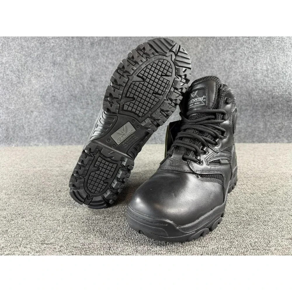 Thorogood Deuce Combat Work Boots Mens 9.5 Black Leather Side Zip Waterproof